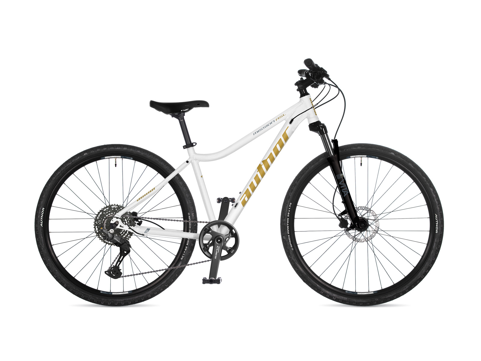 AUTHOR Mission ASL 2026 17" bílá/černá/zlatá dámské krosové